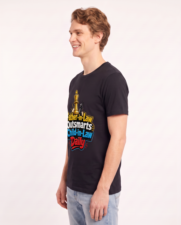 Father-in-Law Outsmarts Child-in-Law Daily Men's Black T-Shirt product image 3