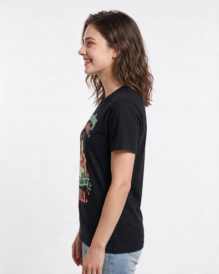 Christmas Black T-Shirt for Women – Holiday Theme Graphic Tee product image 2