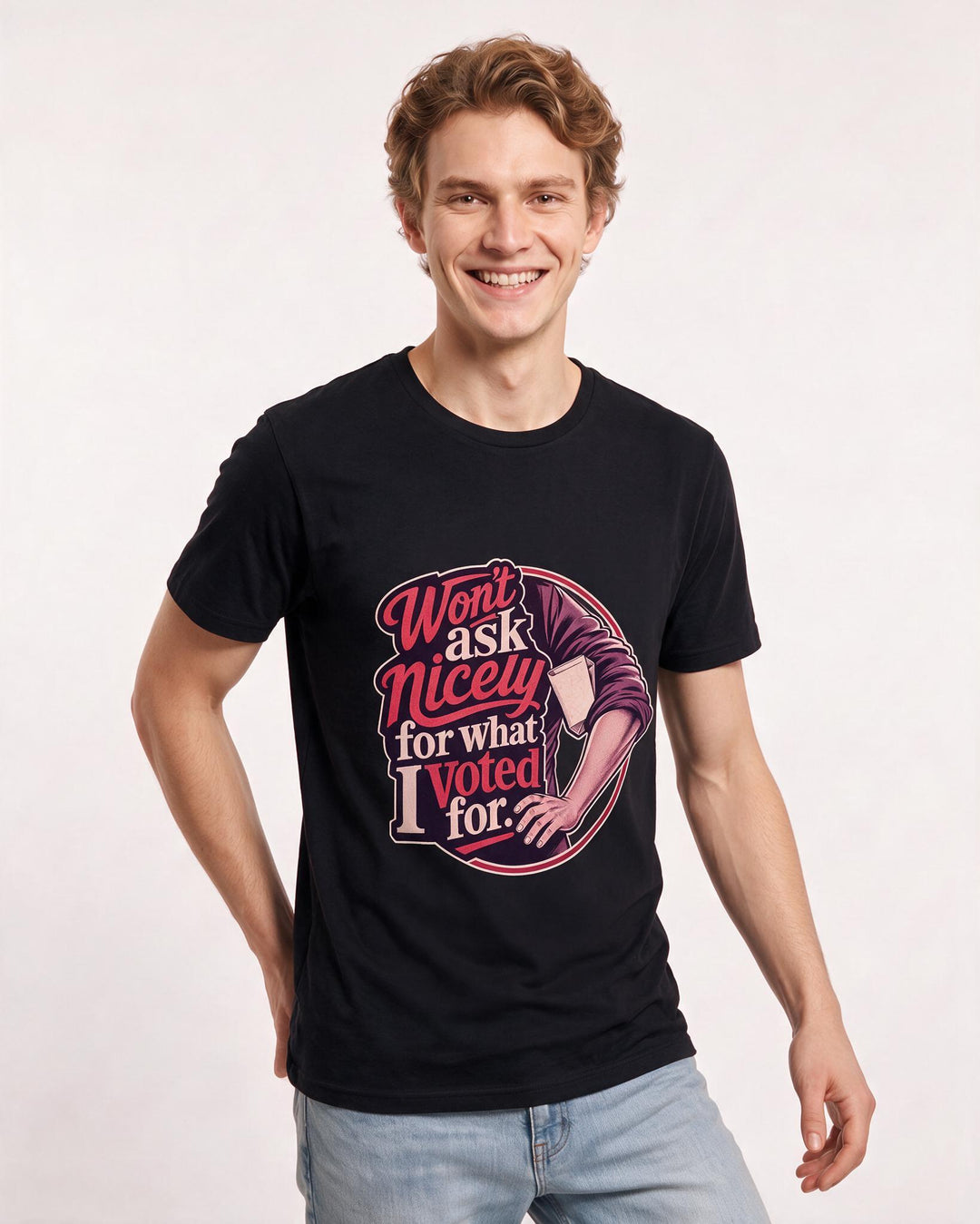 Political Statement Black T-Shirt for Men – Everyday Expression Graphic Tee product image 1