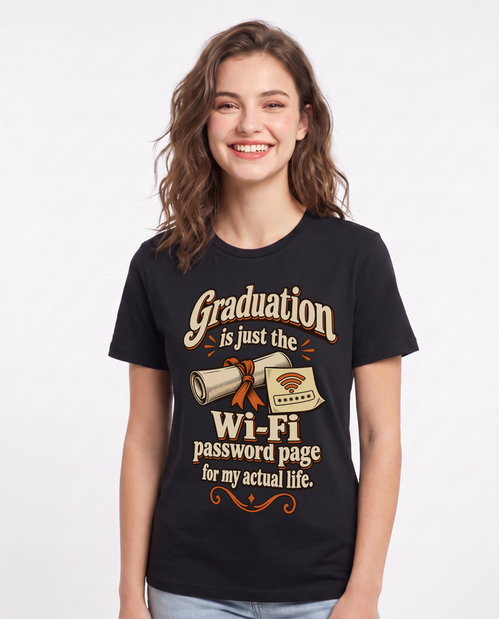 Graduation Black T-Shirt for Women – Everyday Expression Graphic Tee product image 3