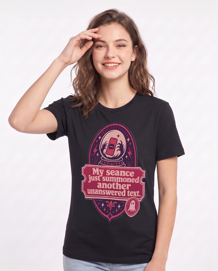Halloween Women's Black T-Shirt - My seance just summoned another product image 3