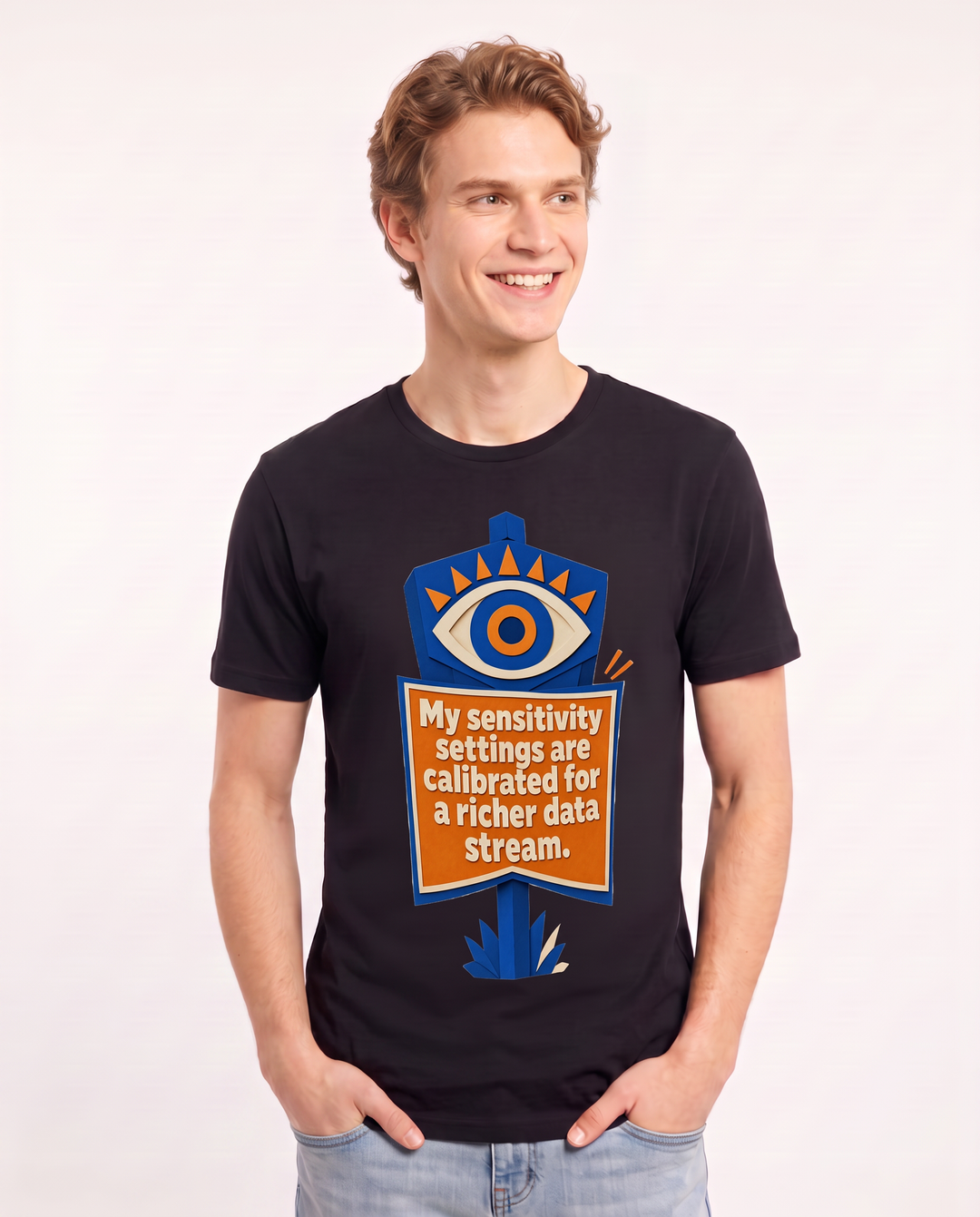 Graphic Men's Black T-Shirt - My sensitivity settings are calibrated product image 3