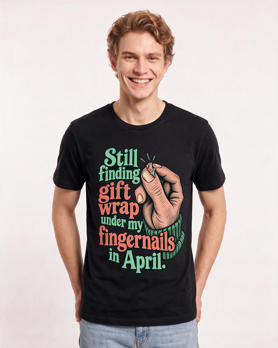 Christmas Black T-Shirt for Men – Holiday Theme Graphic Tee product image 1