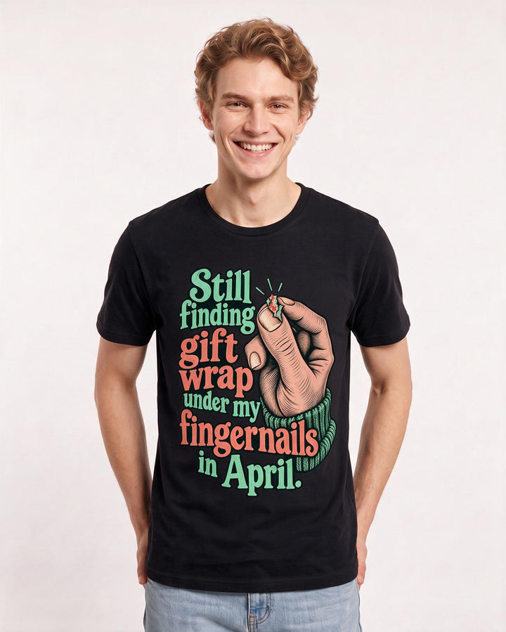 Christmas Black T-Shirt for Men – Holiday Theme Graphic Tee product image 1