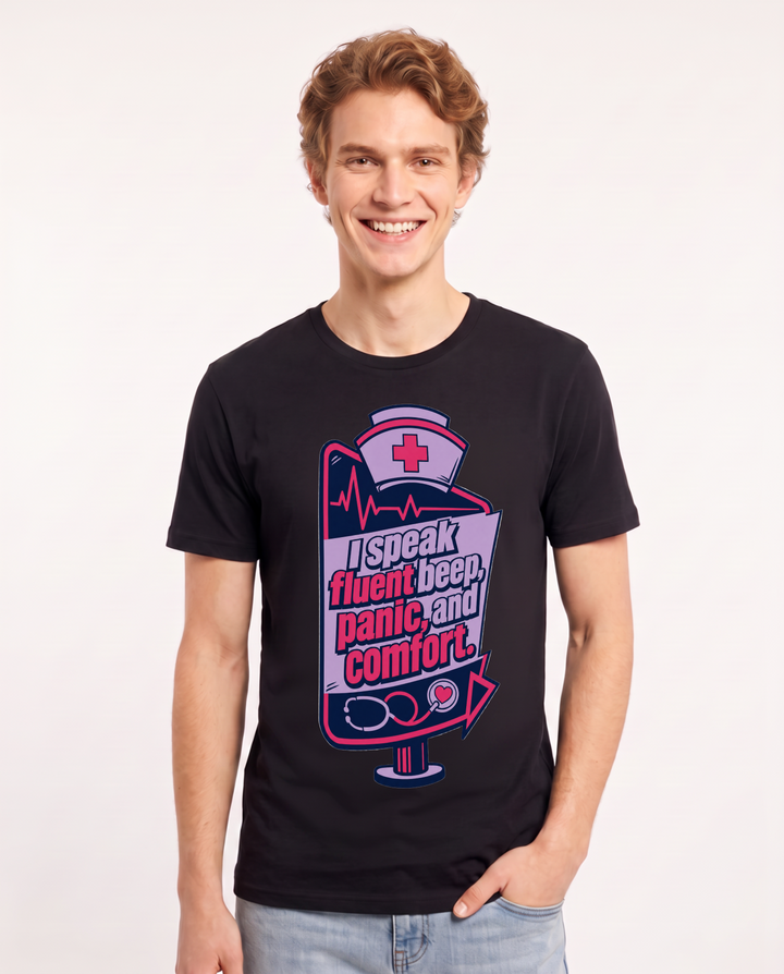 Nurse Gift Men's Black T-Shirt - I speak fluent beep, panic, and product image 1