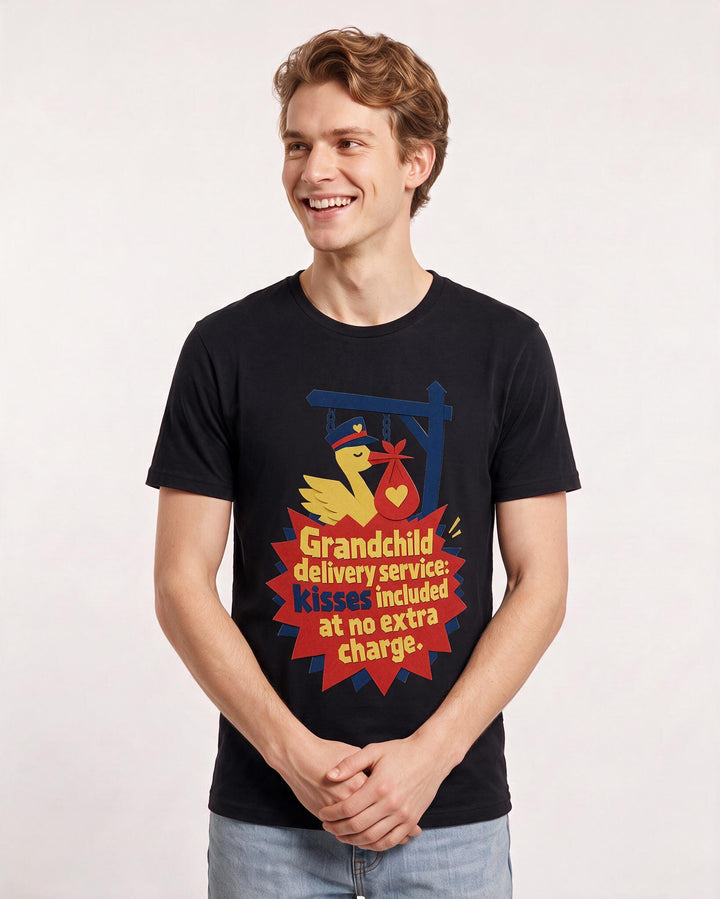 Graphic Men's Black T-Shirt - Grandchild delivery service: kisses product image 3