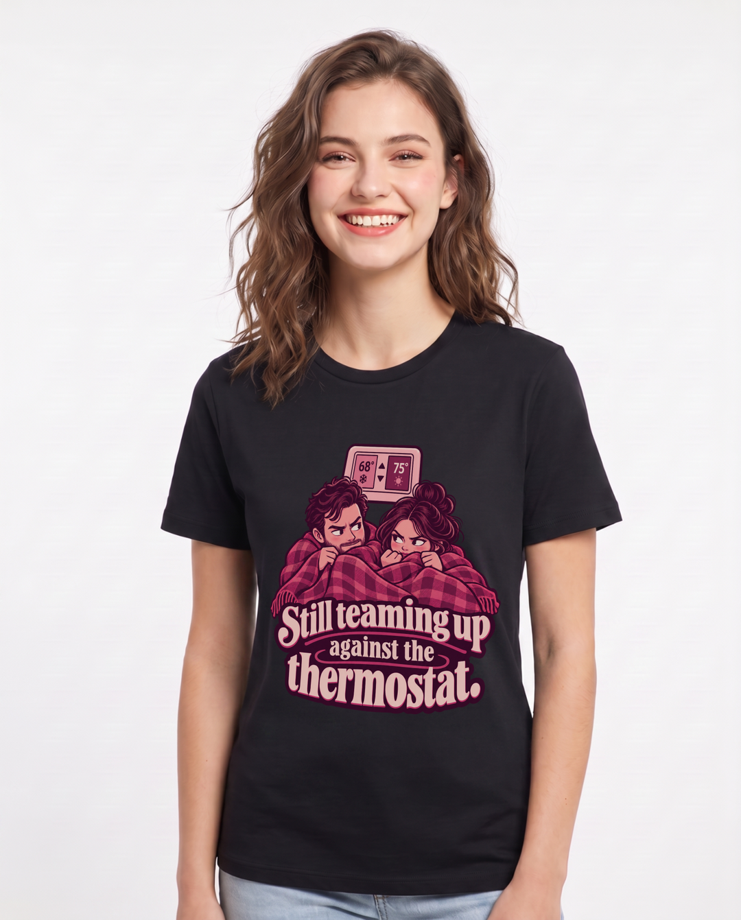 Couples Black T-Shirt for Women – Everyday Expression Graphic Tee product image 3