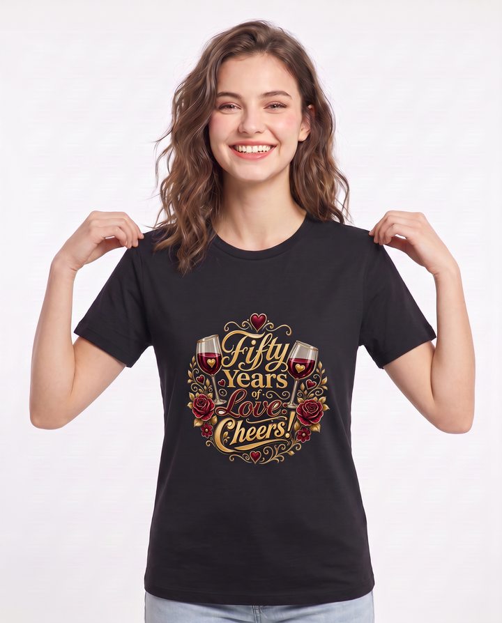 Fifty Years of Love: Cheers! Women's Black T-Shirt product image 1