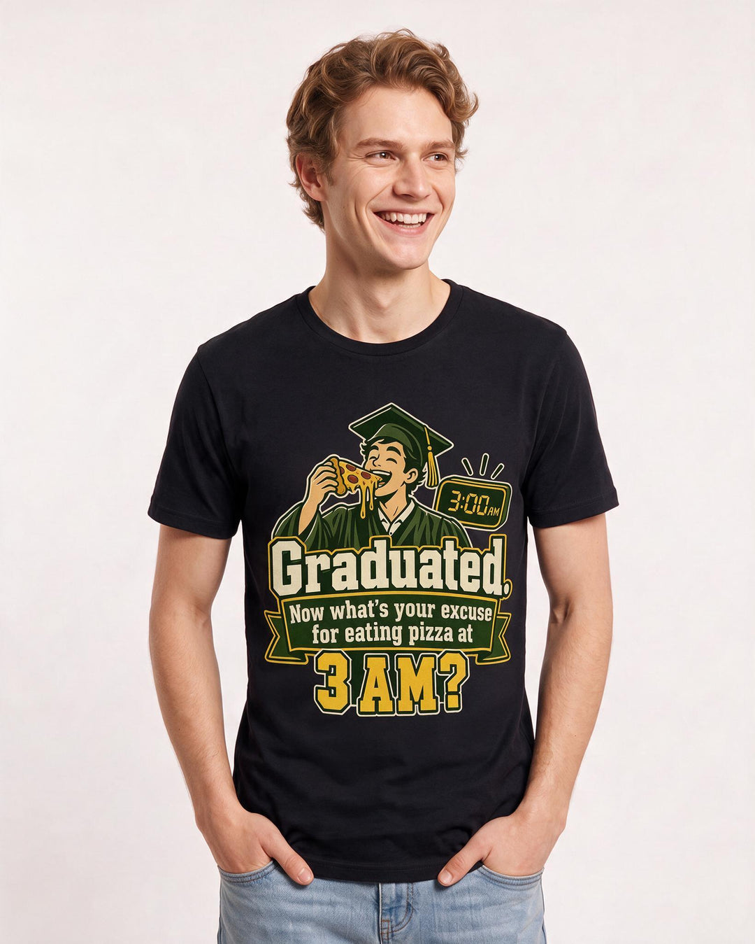 Graduation Black T-Shirt for Men – Everyday Expression Graphic Tee product image 1