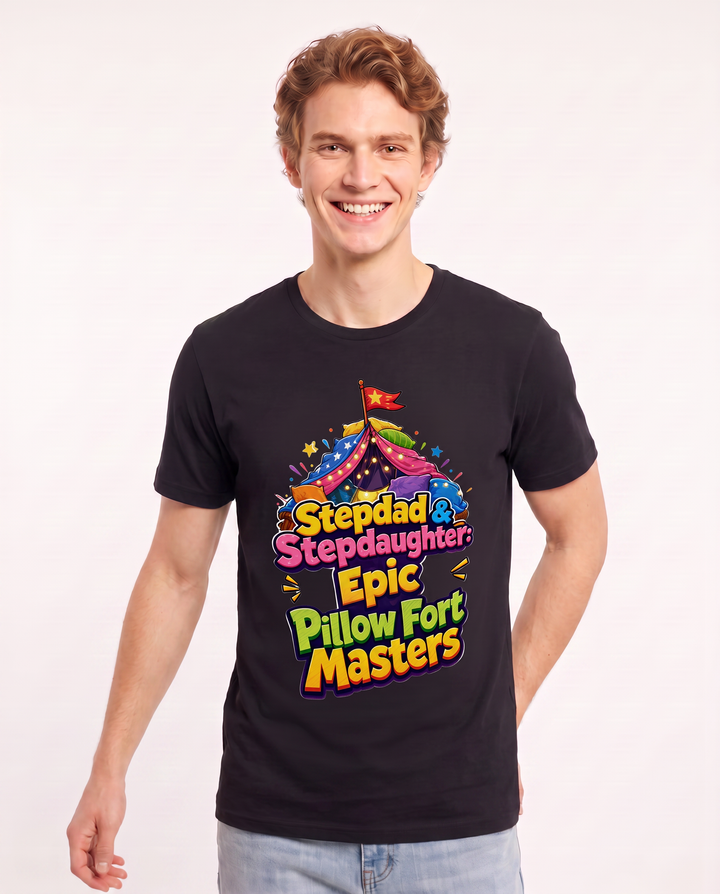 Stepdad & Stepdaughter: Epic Pillow Fort Masters Men's Black T-Shirt product image 1