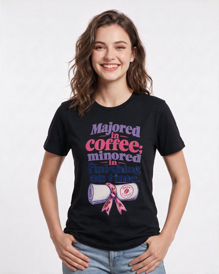 Graduation Black T-Shirt for Women – Everyday Expression Graphic Tee product image 1