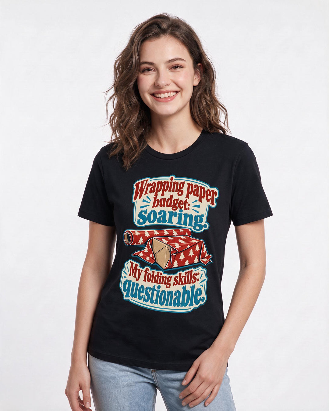 Christmas Black T-Shirt for Women – Holiday Theme Graphic Tee product image 1