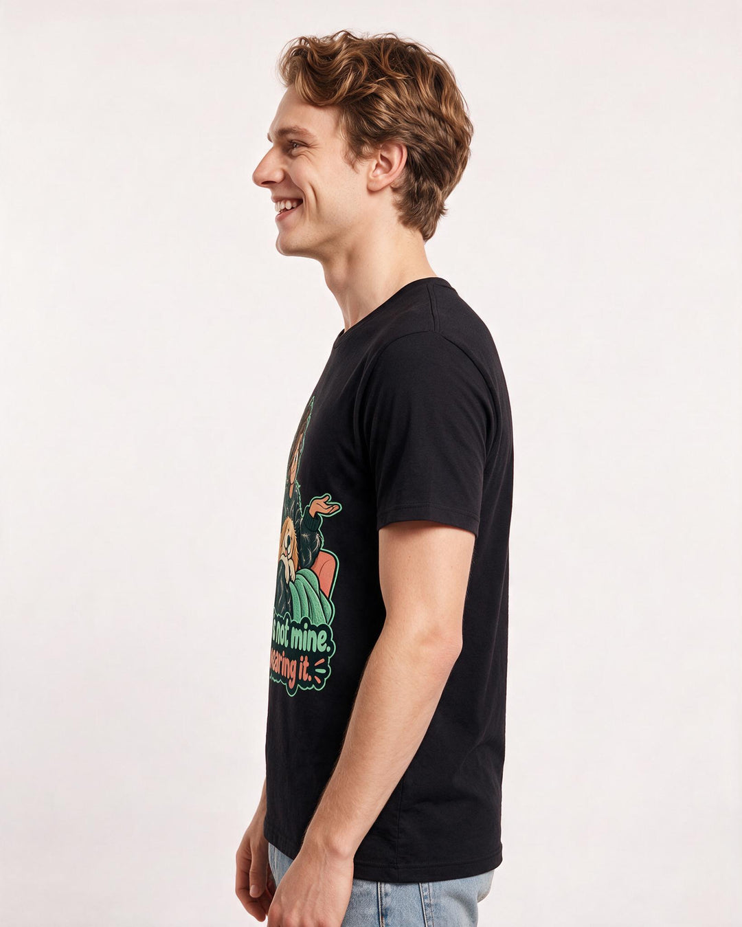 Cat Lover Black T-Shirt for Men – Everyday Expression Graphic Tee product image 2
