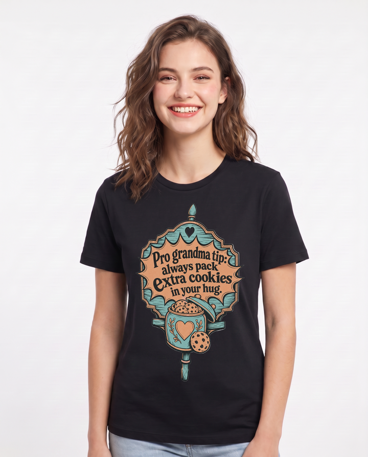 Graphic Women's Black T-Shirt - Pro grandma tip: always pack extra product image 1