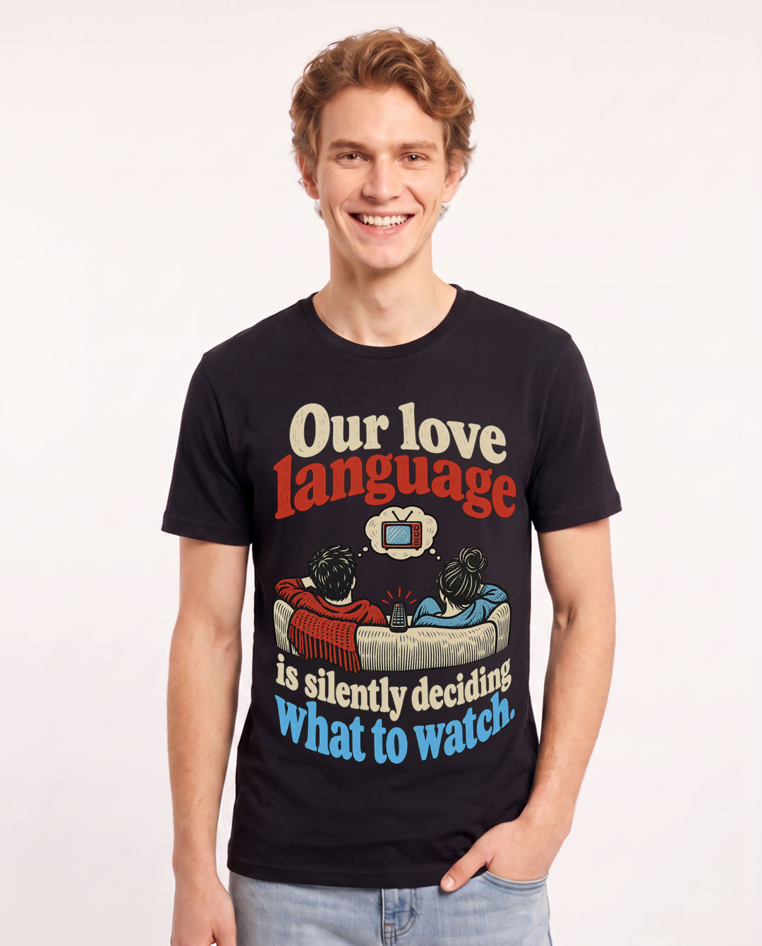 Couples Black T-Shirt for Men – Everyday Expression Graphic Tee product image 3