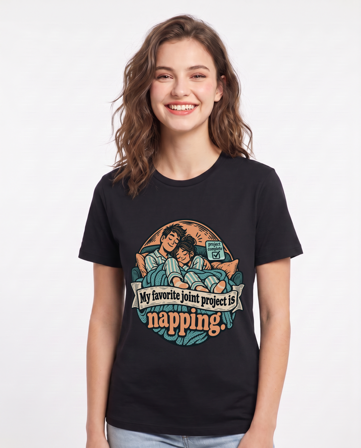 Couples Black T-Shirt for Women – Everyday Expression Graphic Tee product image 3