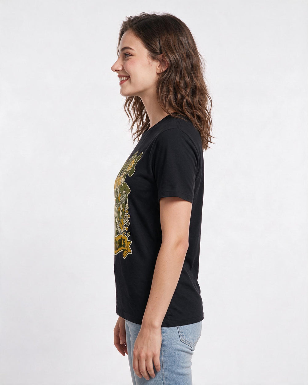 Couples Women's Black T-Shirt – Co-pilot confirmed for all grocery cart derailments. product image 2