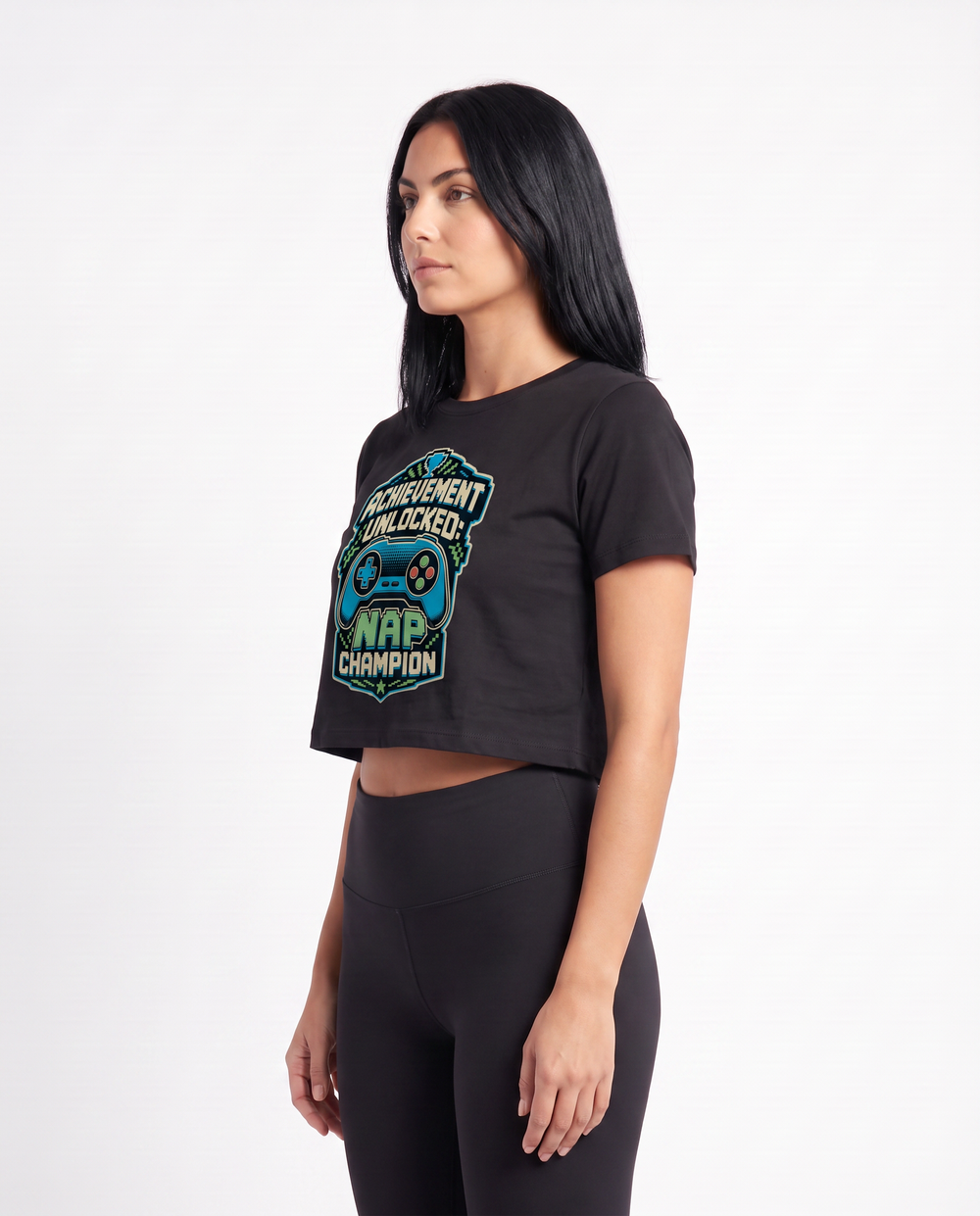 Achievement Unlocked: Nap Champion Crop Top mockup 2