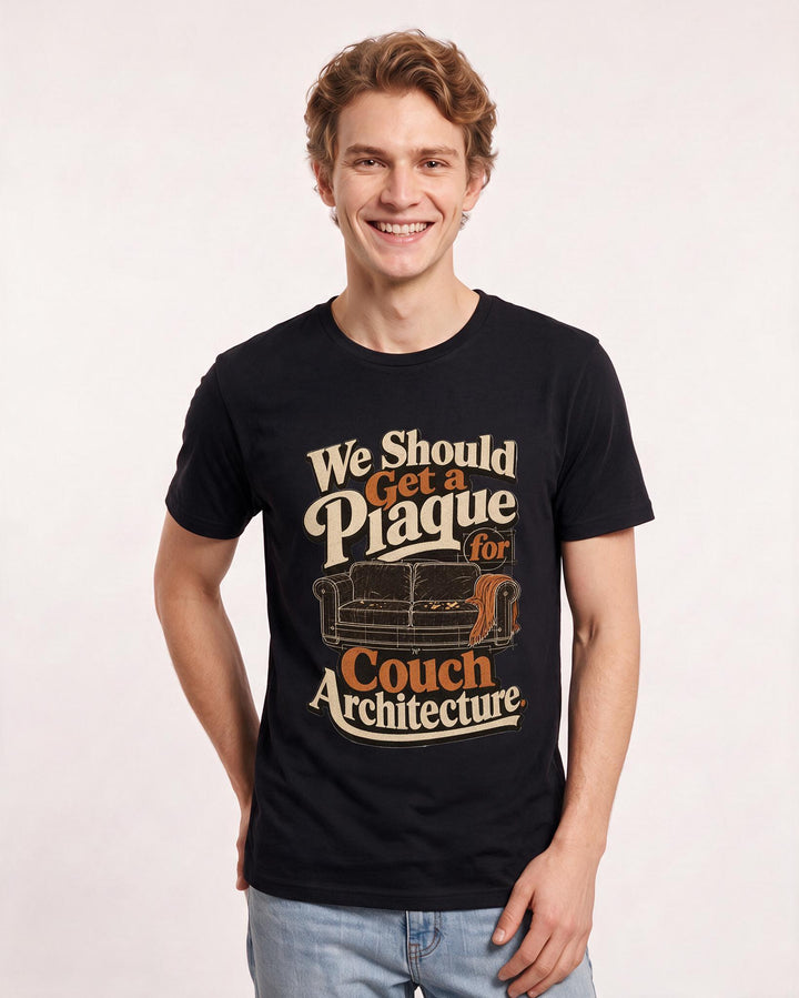 Funny Couples Men's Black T-Shirt – We Should Get a Plaque for Couch product image 3