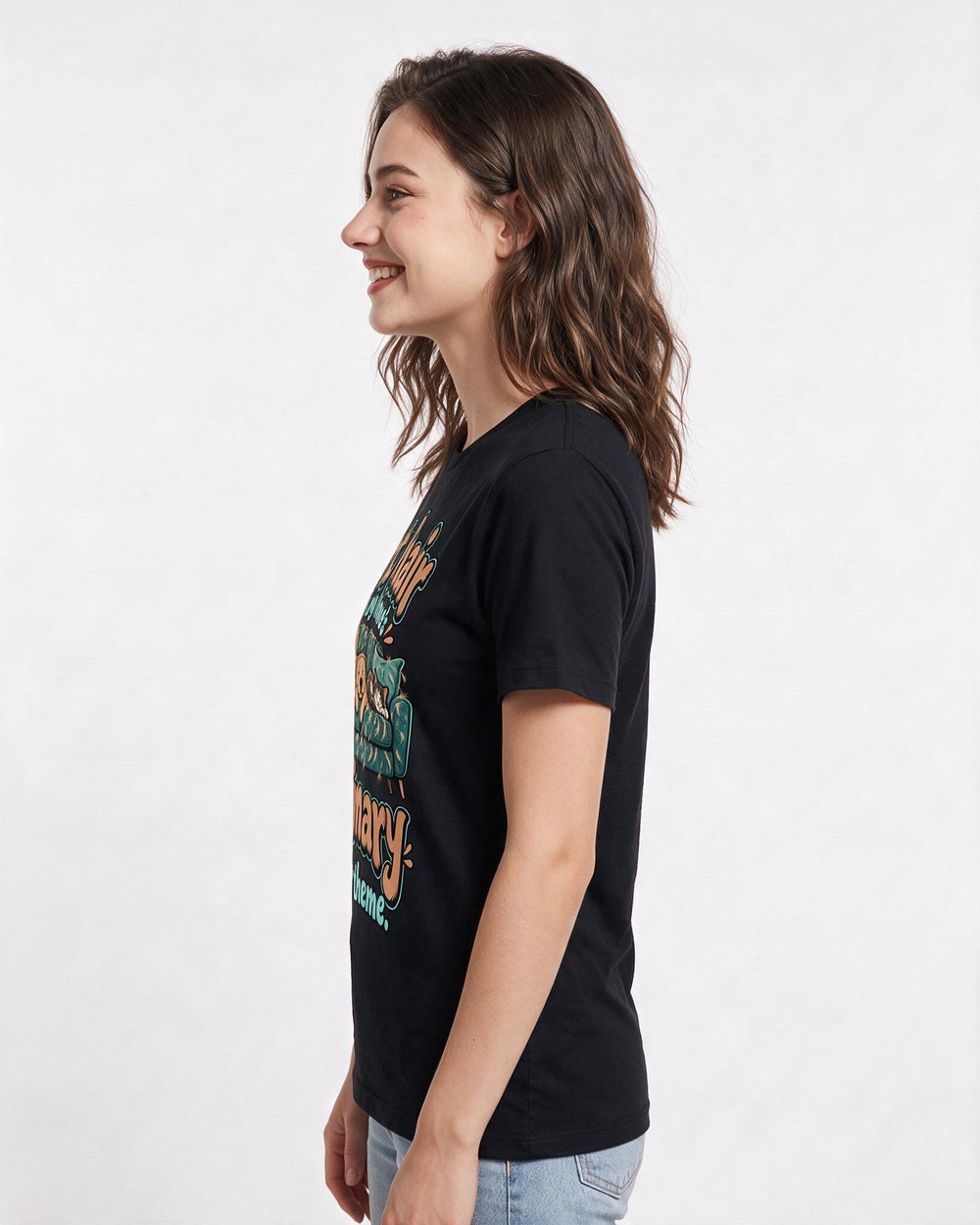 Cat Lover Black T-Shirt for Women – Everyday Expression Graphic Tee product image 2