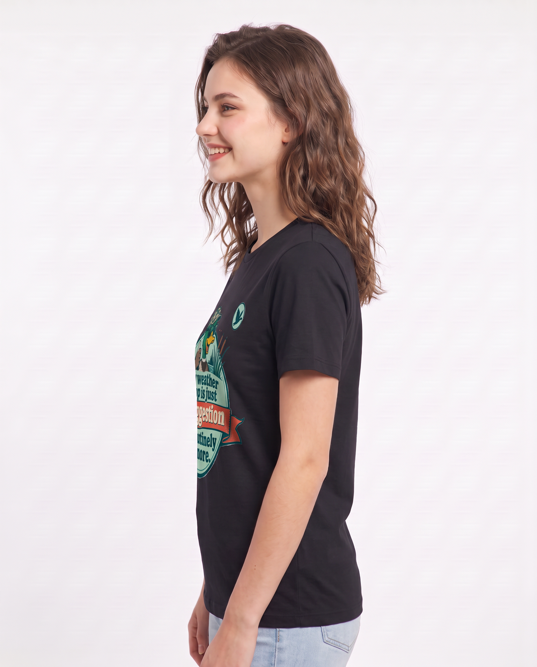 Hunting Women's Black T-Shirt - My weather app is just a suggestion I product image 2