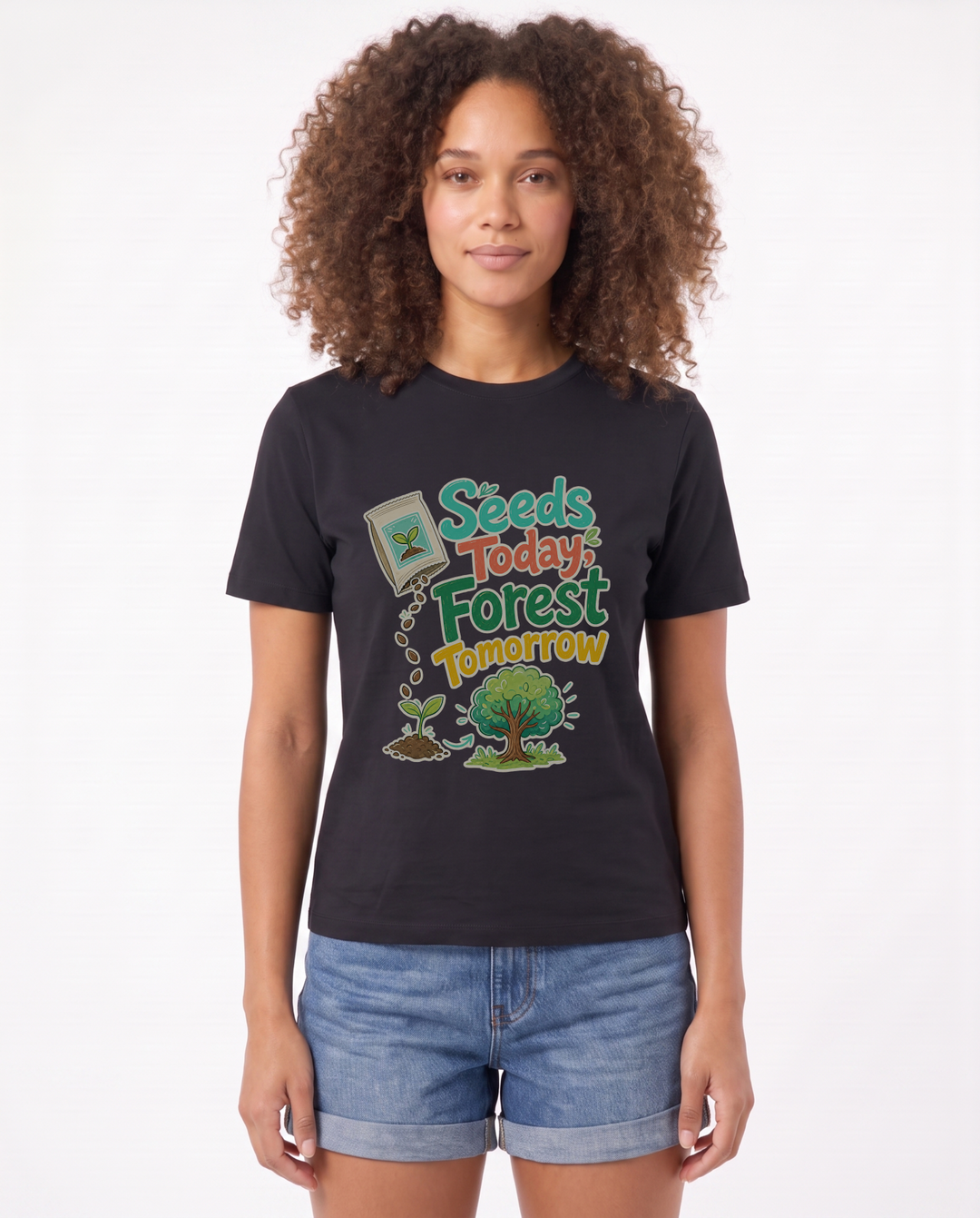 Seeds Today, Forest Tomorrow Black T-Shirt mockup 1