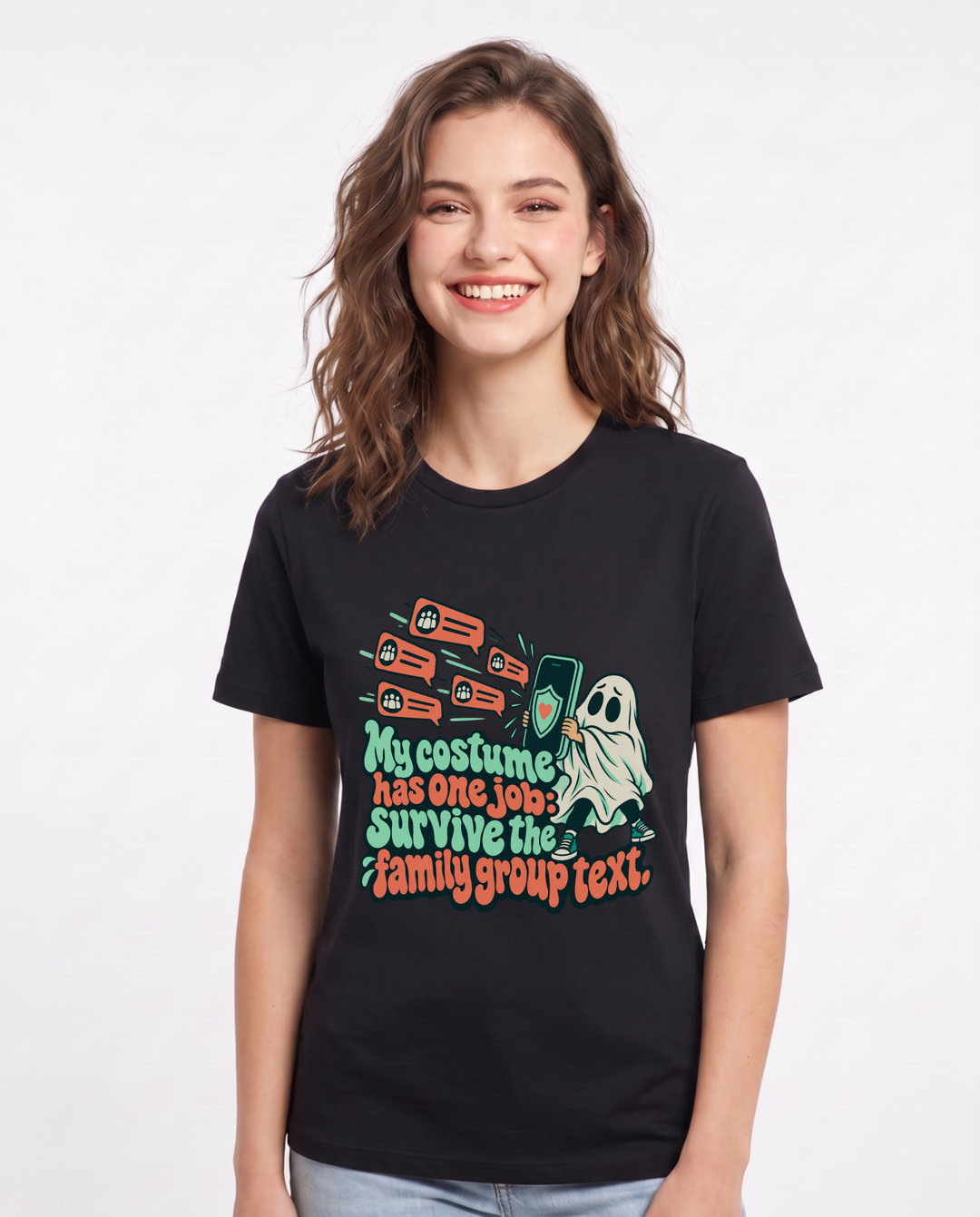 Halloween Black T-Shirt for Women – Halloween Theme Graphic Tee product image 3
