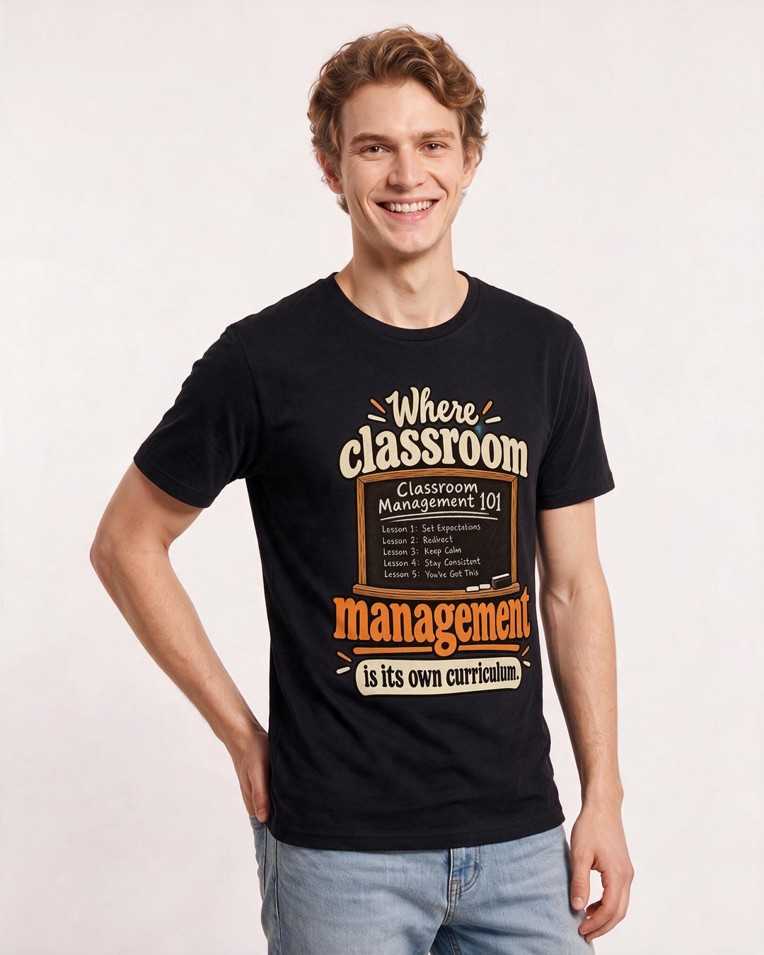 Teacher Black T-Shirt for Men – Everyday Expression Graphic Tee product image 1
