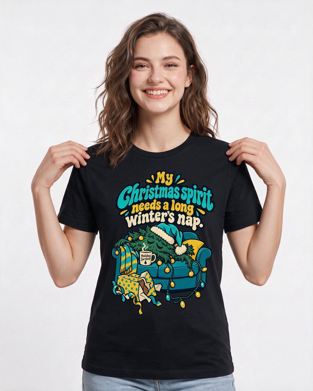 Christmas Black T-Shirt for Women – Holiday Theme Graphic Tee product image 1