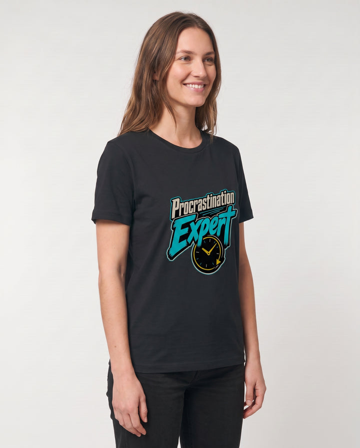 Procrastination Expert Black T-Shirt mockup 2