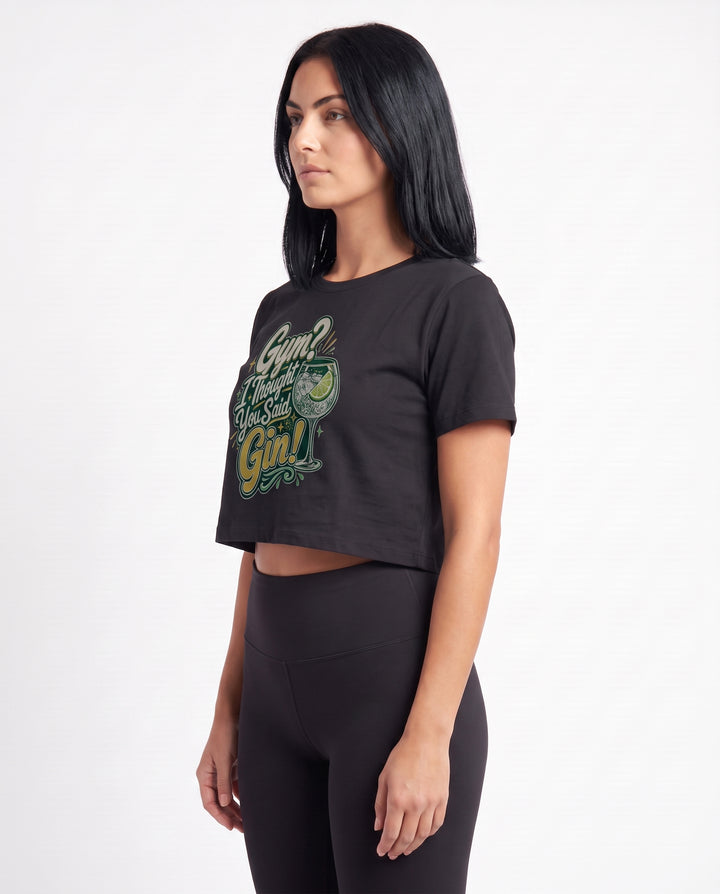 Gym? I Thought You Said Gin! Crop Top mockup 2