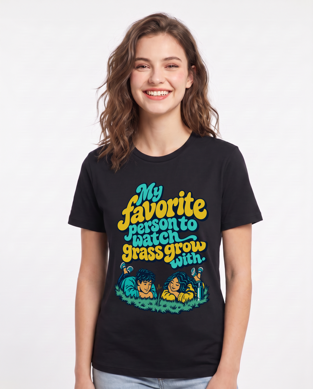 Couples Black T-Shirt for Women – Everyday Expression Graphic Tee product image 3