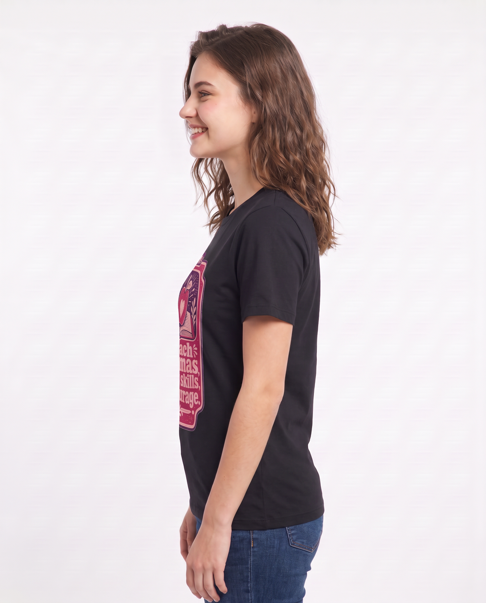 Teacher Gift Women's Black T-Shirt - I teach commas, coping skills, product image 2
