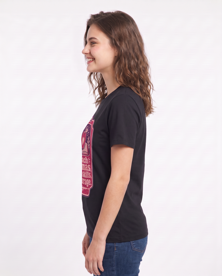 Teacher Gift Women's Black T-Shirt - I teach commas, coping skills, product image 2