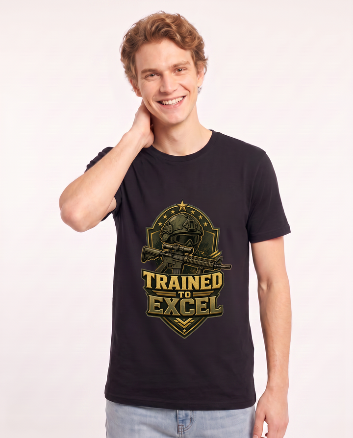 Trained to Excel Men's Black T-Shirt product image 1