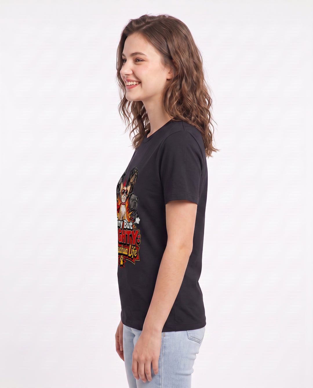 Tiny But Mighty: Chihuahua Life Women's Black T-Shirt product image 3