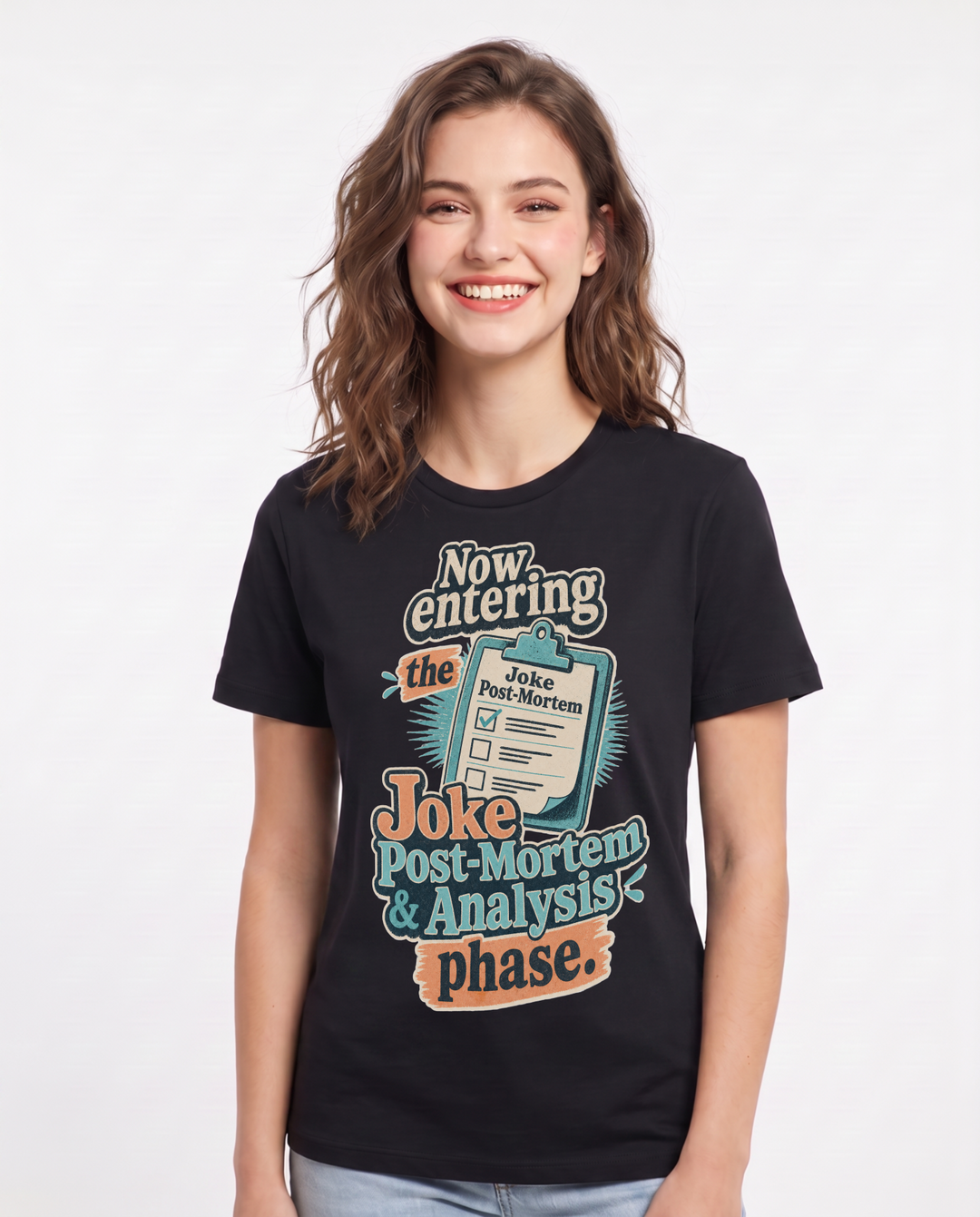 Funny Meme Women's Black T-Shirt – Now entering the Joke Post-Mortem & product image 1