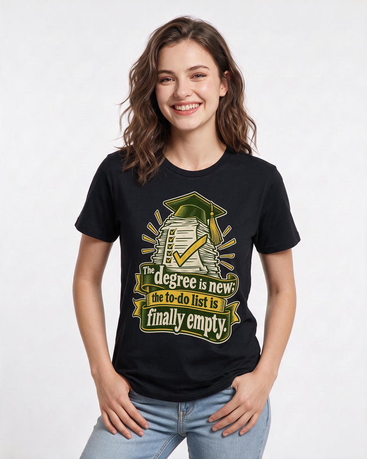Graduation Black T-Shirt for Women – Everyday Expression Graphic Tee product image 1