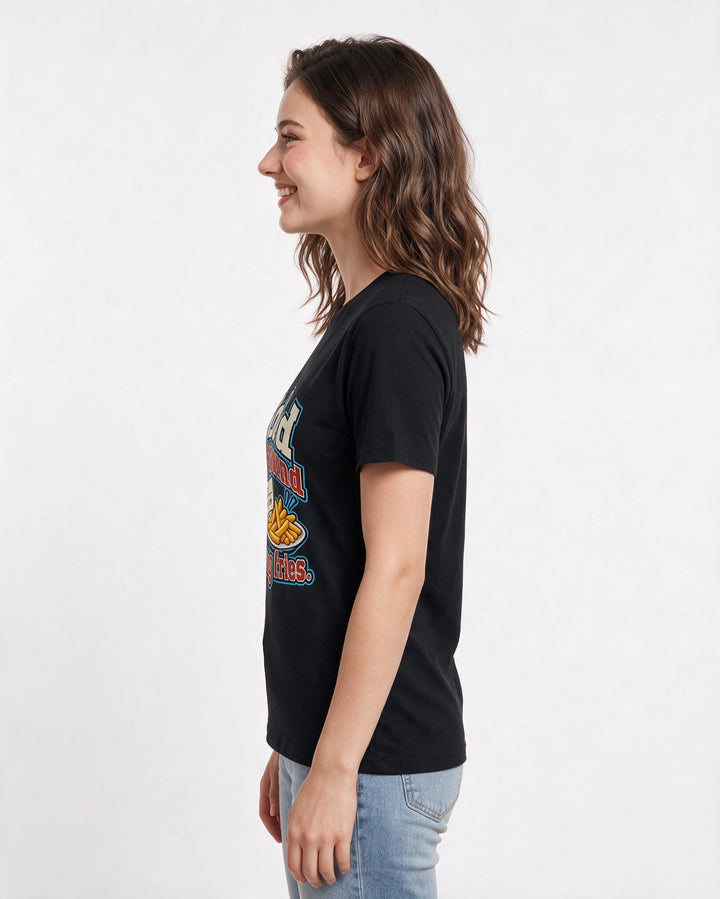 Couples Black T-Shirt for Women – Everyday Expression Graphic Tee product image 2