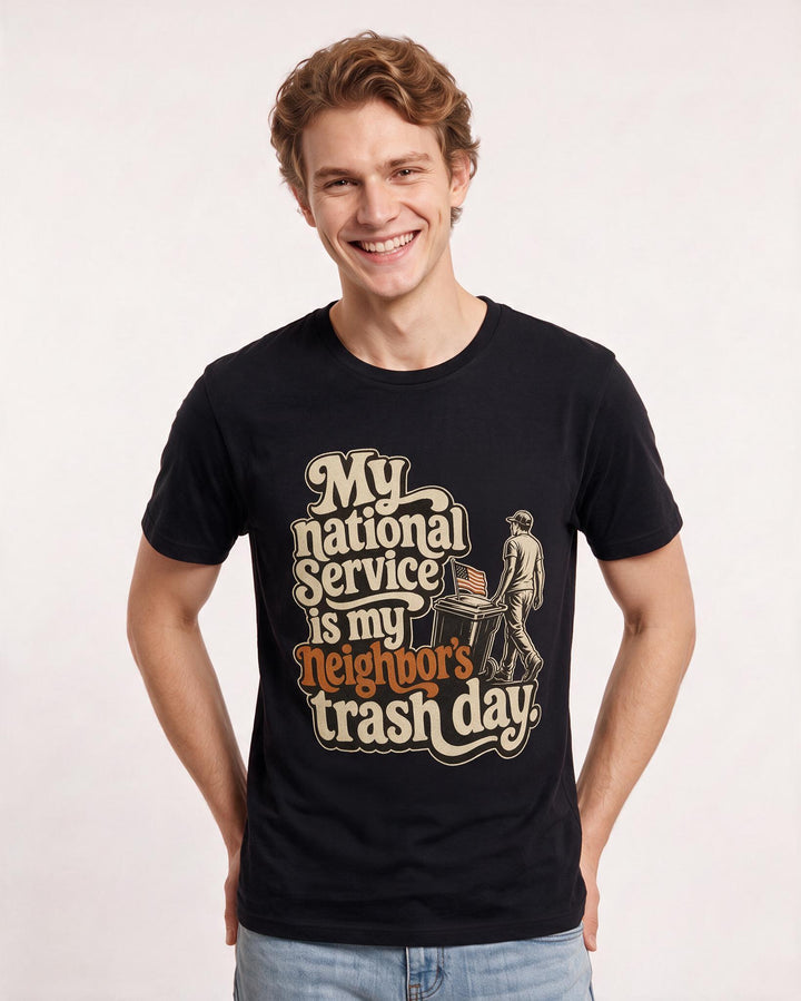Patriotic Men's Black T-Shirt – My national service is my neighbor's product image 3
