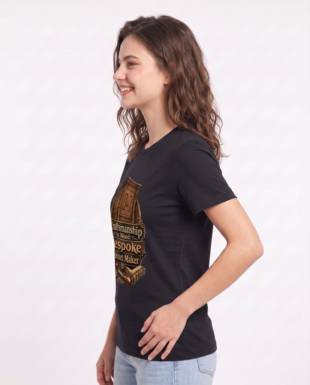 Craftsmanship in Wood: Bespoke Cabinet Maker Women's Black T-Shirt product image 3