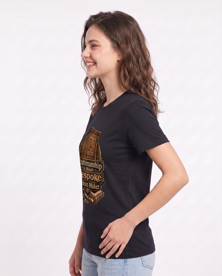 Craftsmanship in Wood: Bespoke Cabinet Maker Women's Black T-Shirt product image 3