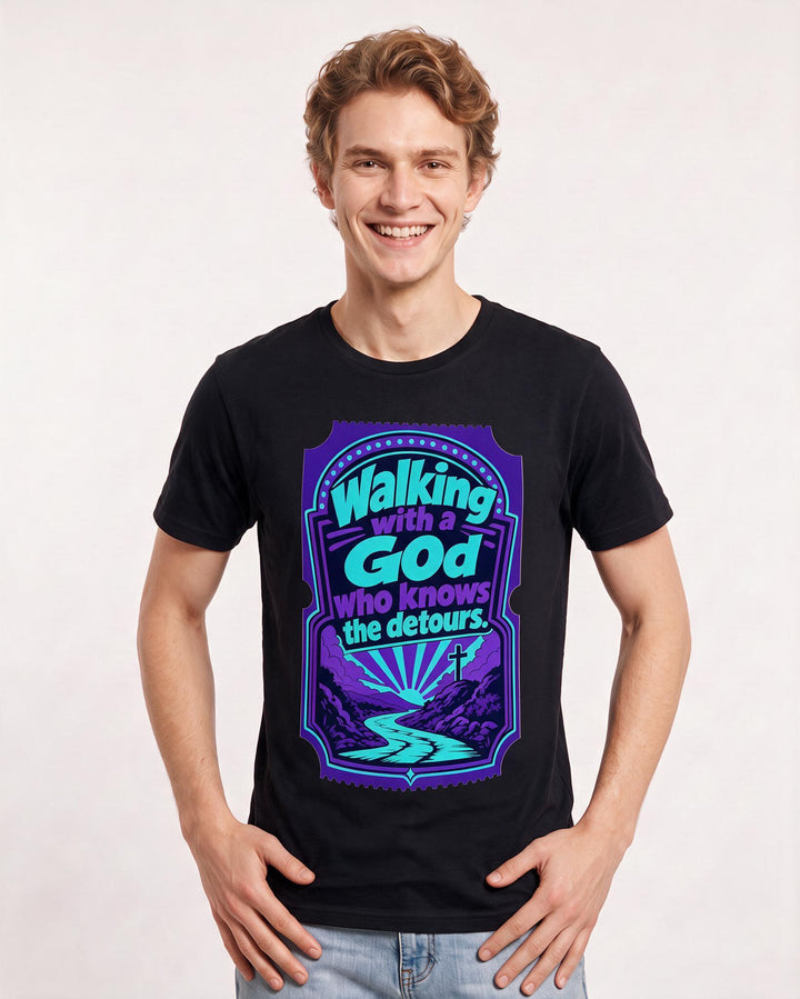 Graphic Men's Black T-Shirt - Walking with a God who knows the product image 3
