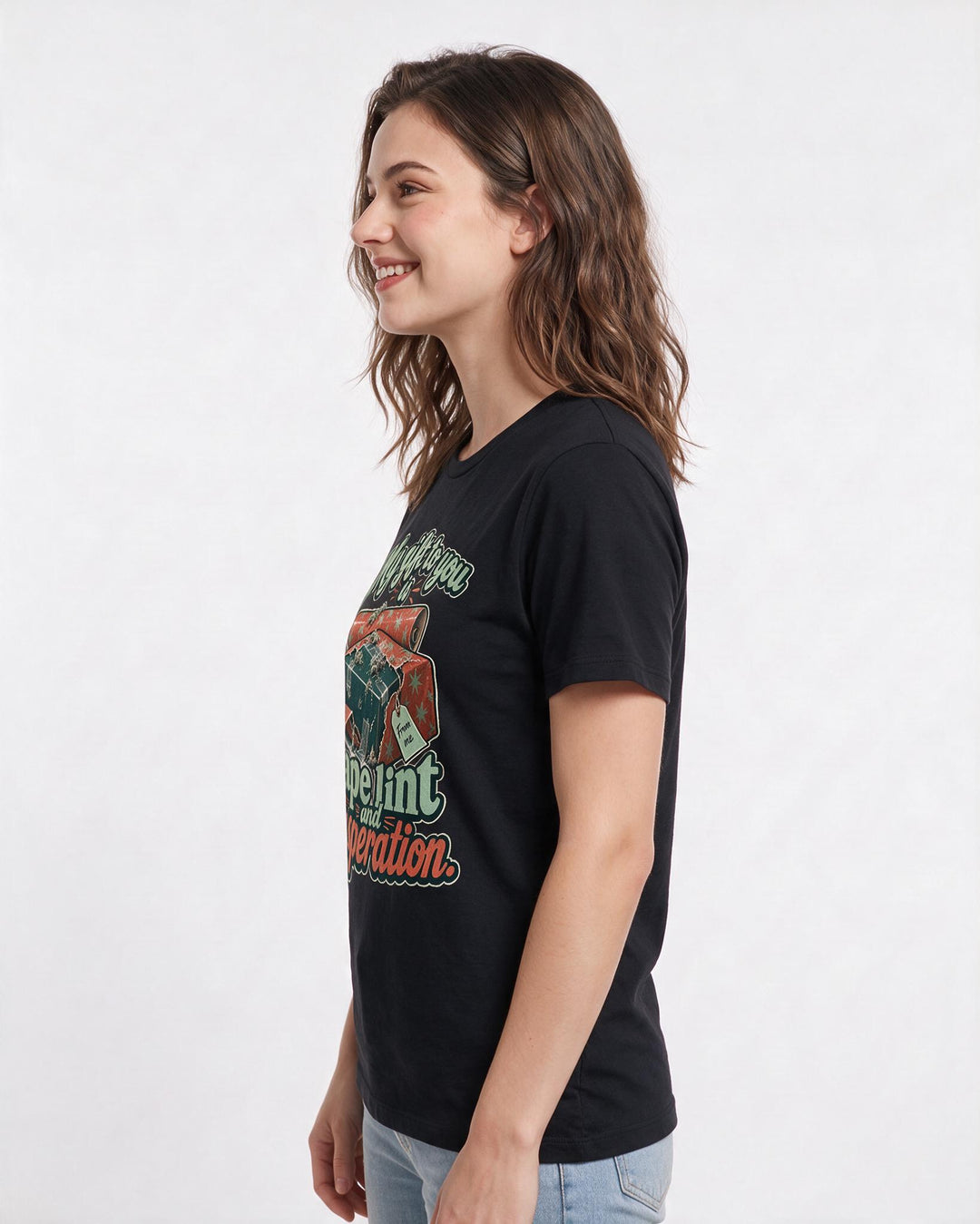 Christmas Black T-Shirt for Women – Holiday Theme Graphic Tee product image 2