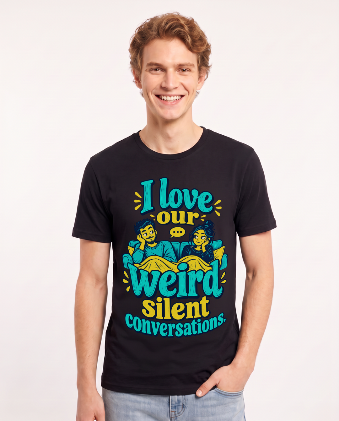 Couples Black T-Shirt for Men – Everyday Expression Graphic Tee product image 3
