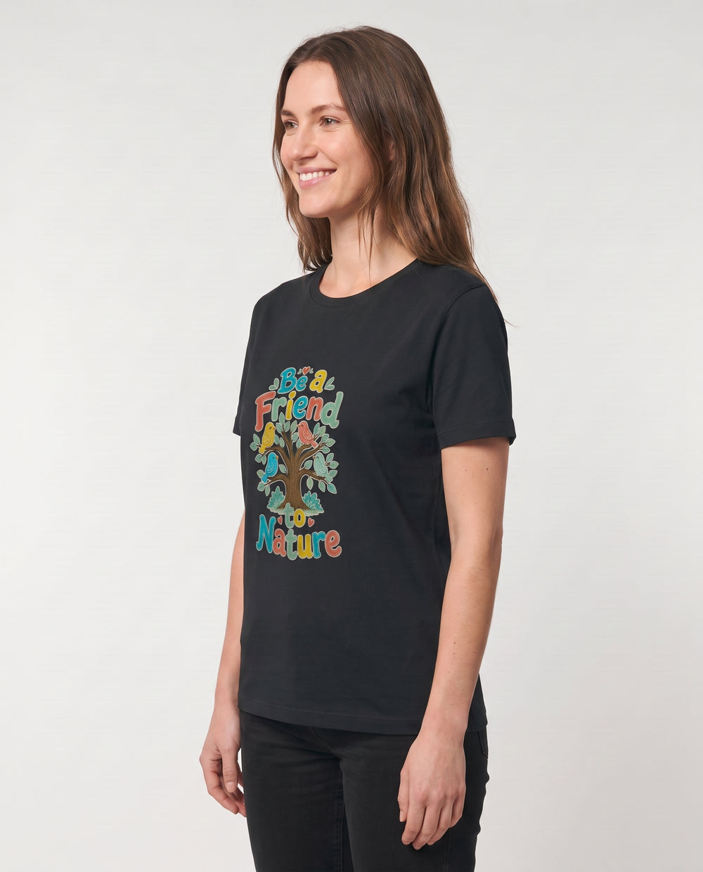 Be A Friend To Nature Black T-Shirt mockup 2