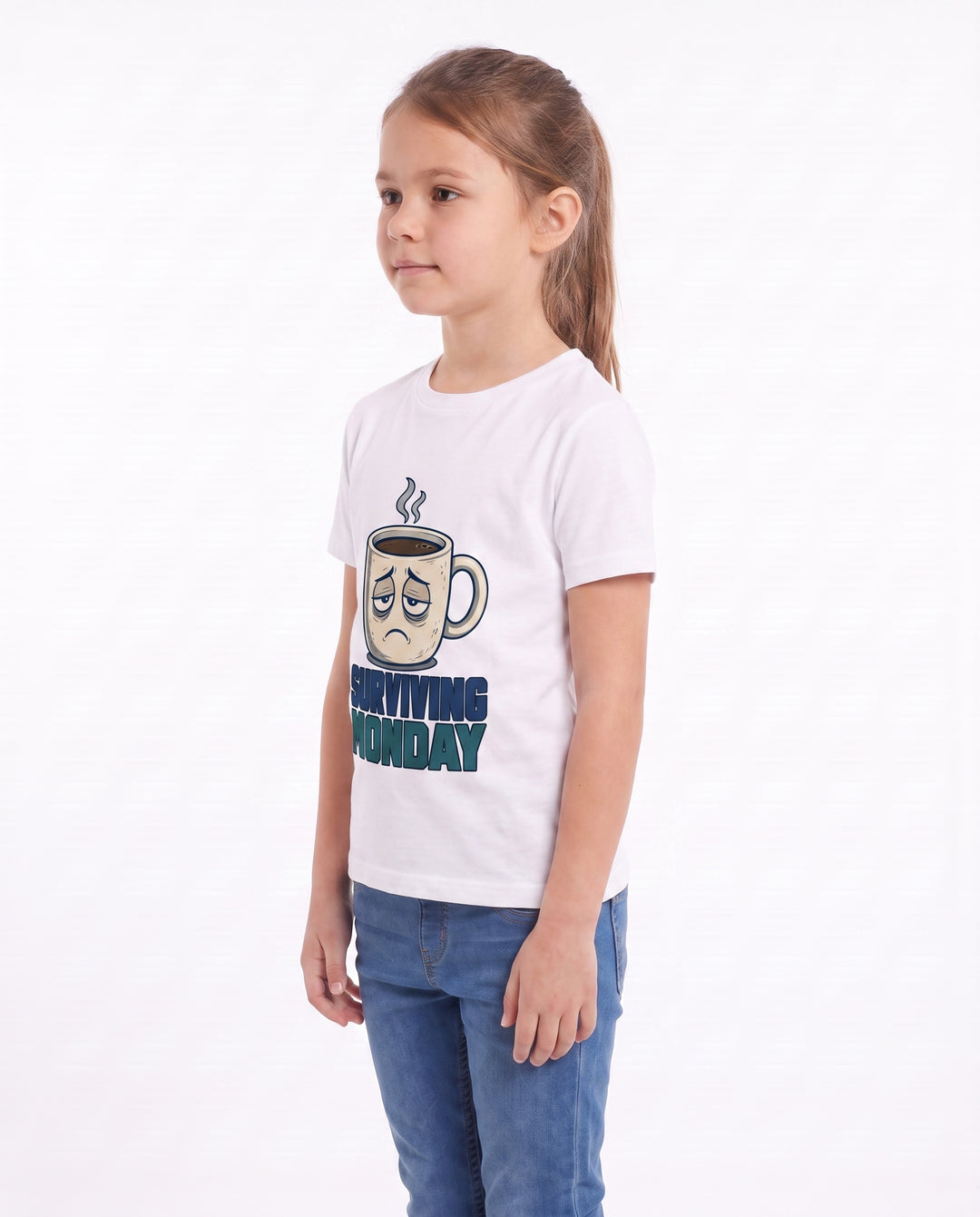 Surviving Monday White T-Shirt mockup 2