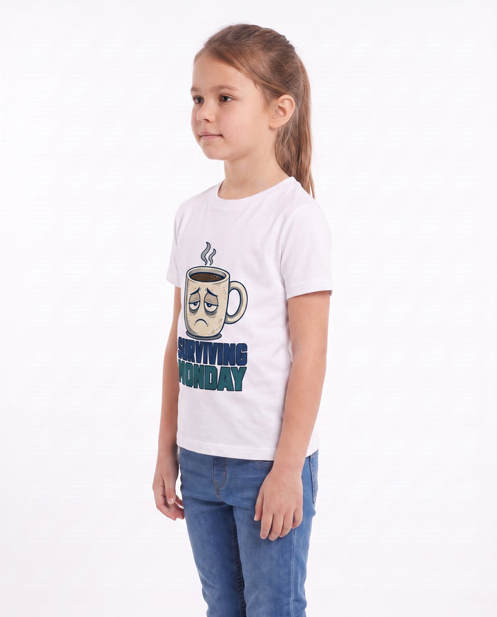 Surviving Monday White T-Shirt mockup 2
