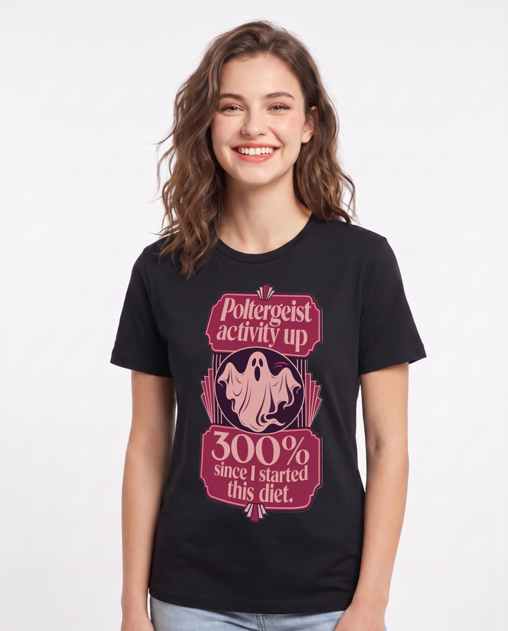 Halloween Women's Black T-Shirt - Poltergeist activity up 300% since I product image 1