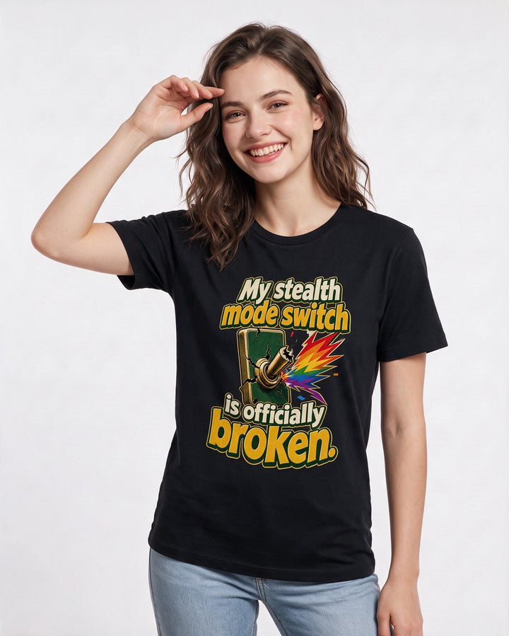 Pride Women's Black T-Shirt – My stealth mode switch is officially product image 3